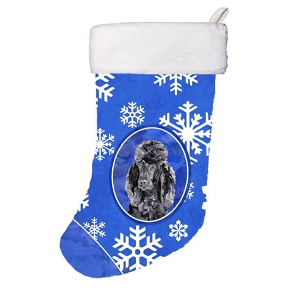 Carolines Treasures Carolines Treasures SC9770-CS Black Standard Poodle Winter Snowflakes Christmas Stocking; 11 x 8 In. SC9770-CS